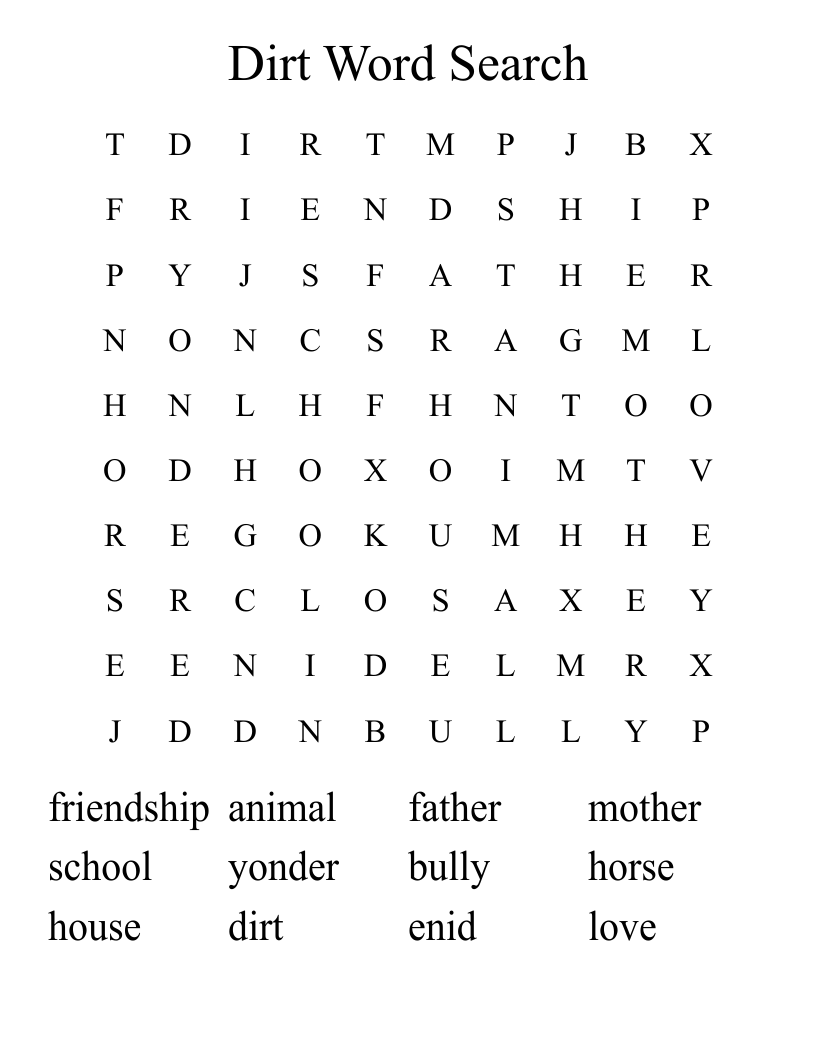 Dirt Word Search 