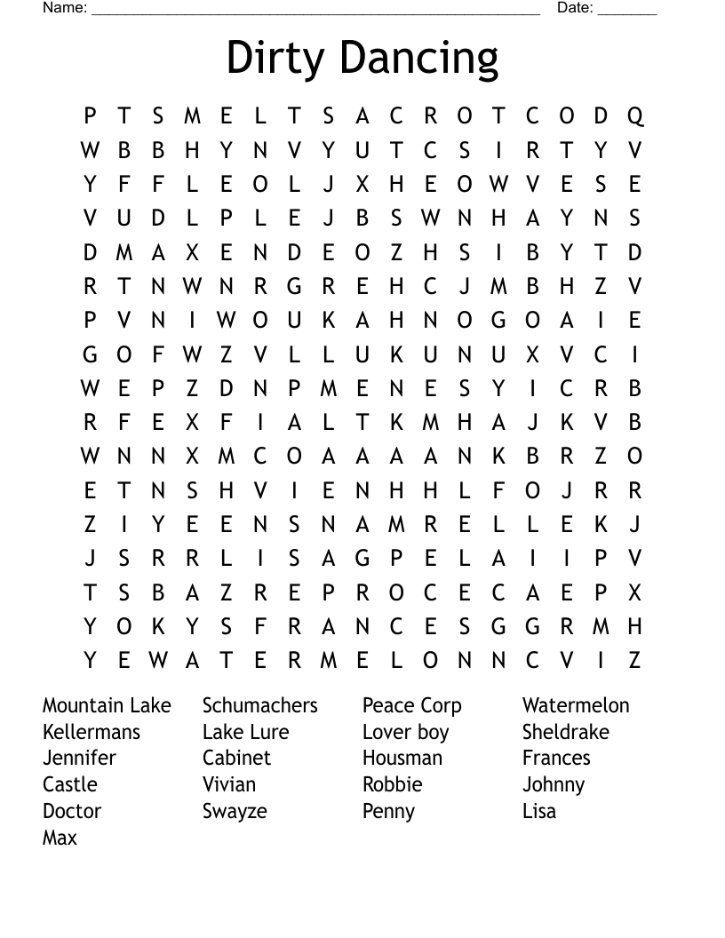 Dirty Dancing Word Search