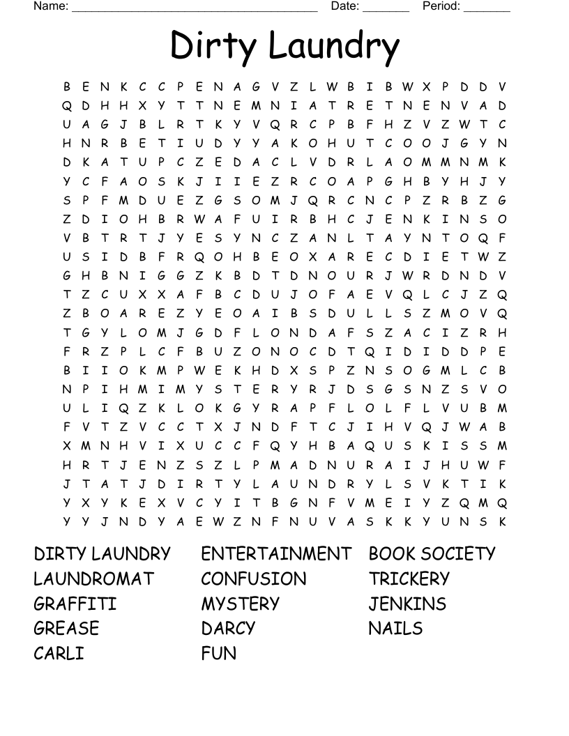 Dirty Laundry Word Search