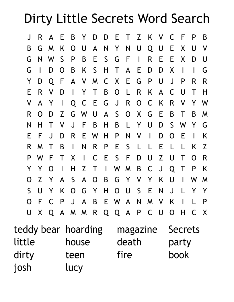 Dirty Little Secrets Word Search