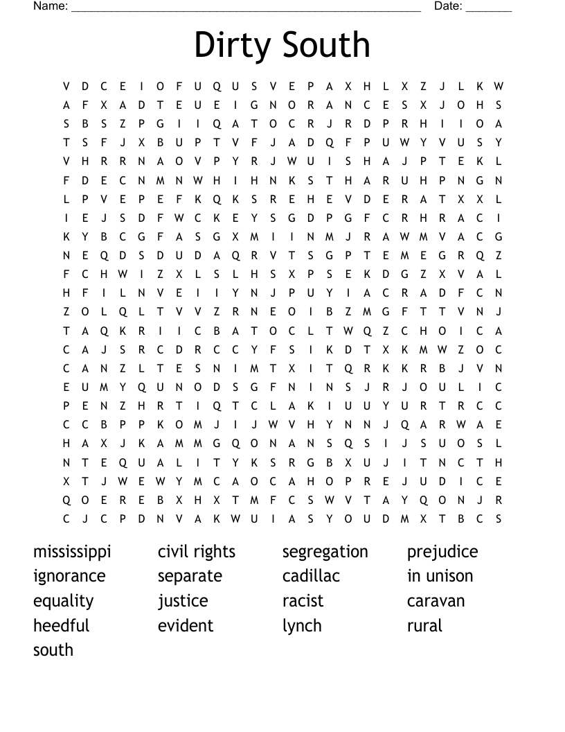 Dirty South Word Search