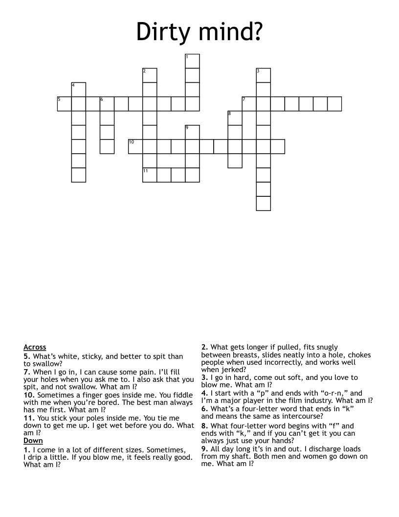 Dirty mind? Crossword