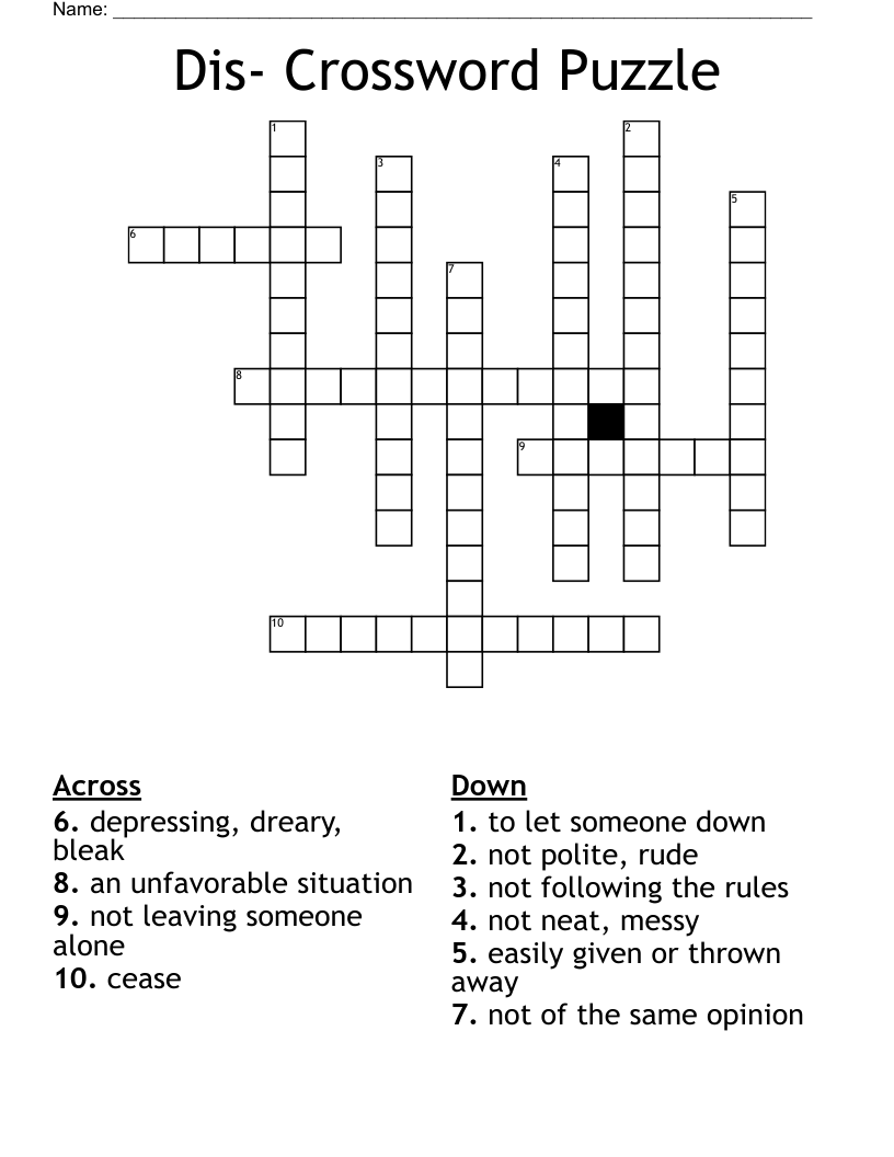Dis- Crossword Puzzle