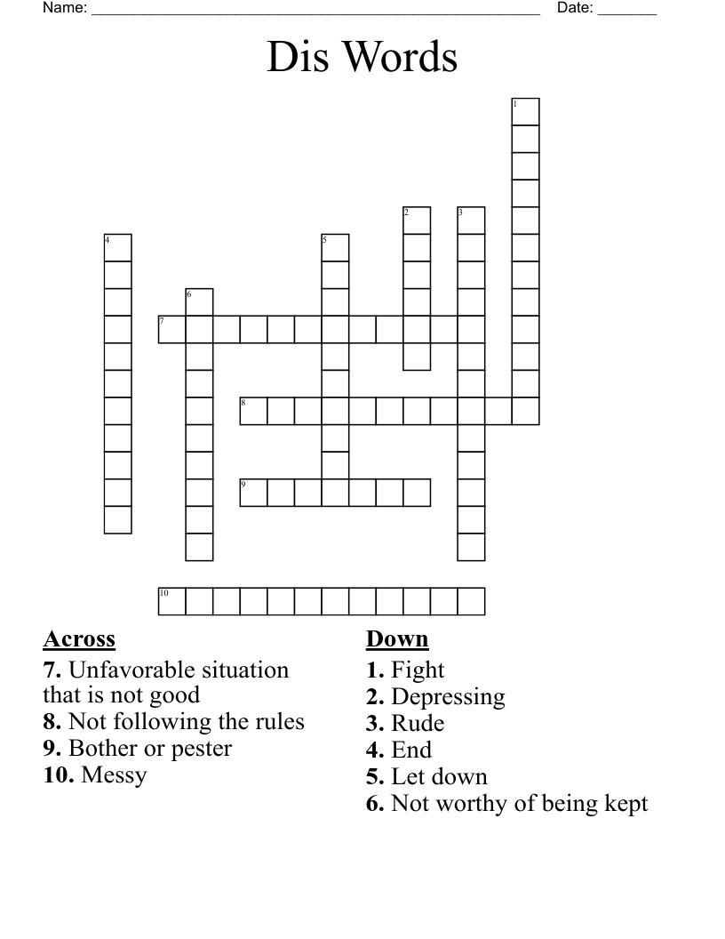 Dis Words Crossword
