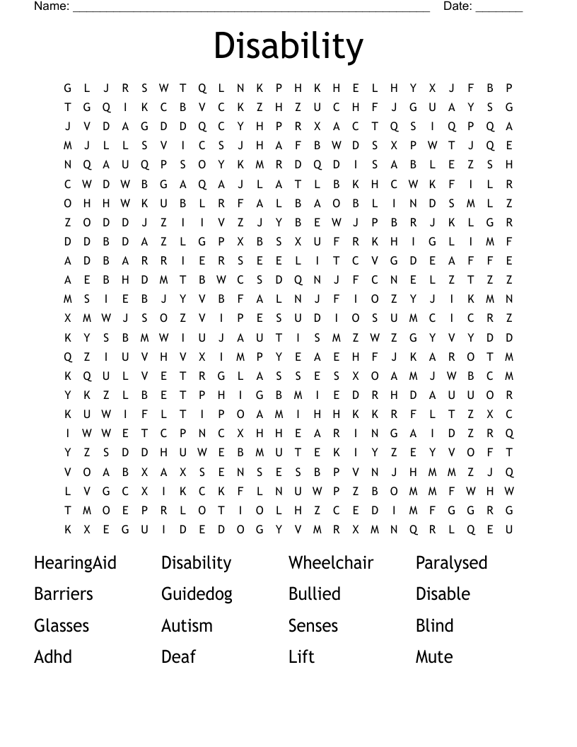 Disability Word Search