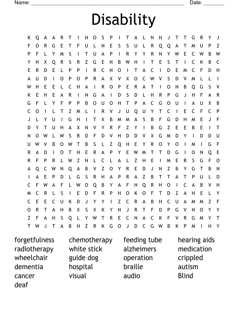 Disability Word Search