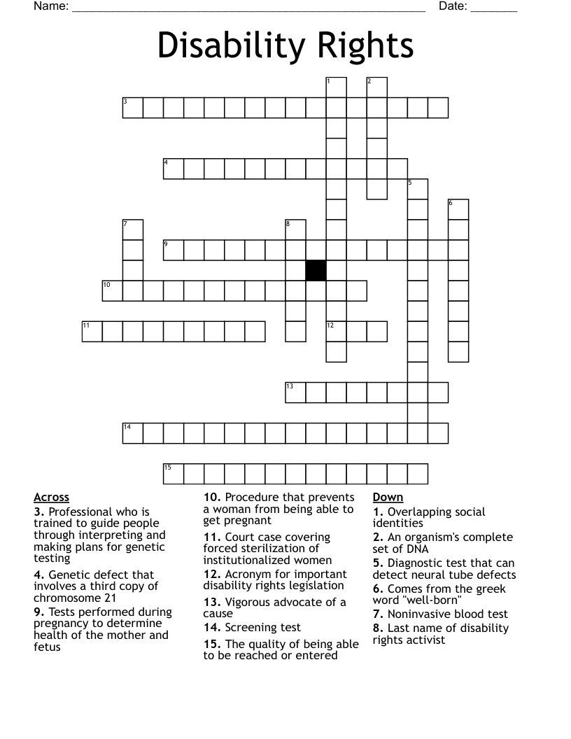 Disability Rights Crossword