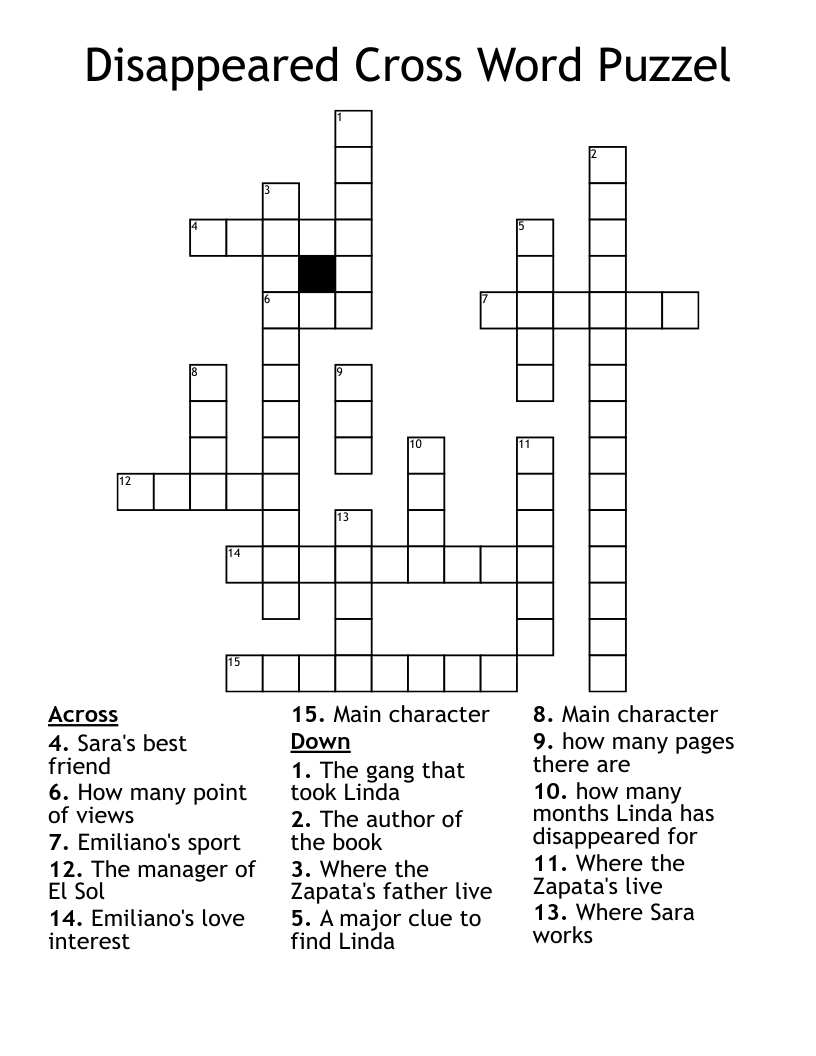Disappeared Cross Word Puzzel