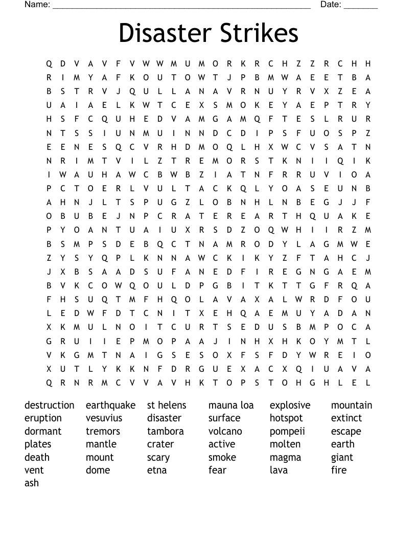 Disaster Strikes Word Search