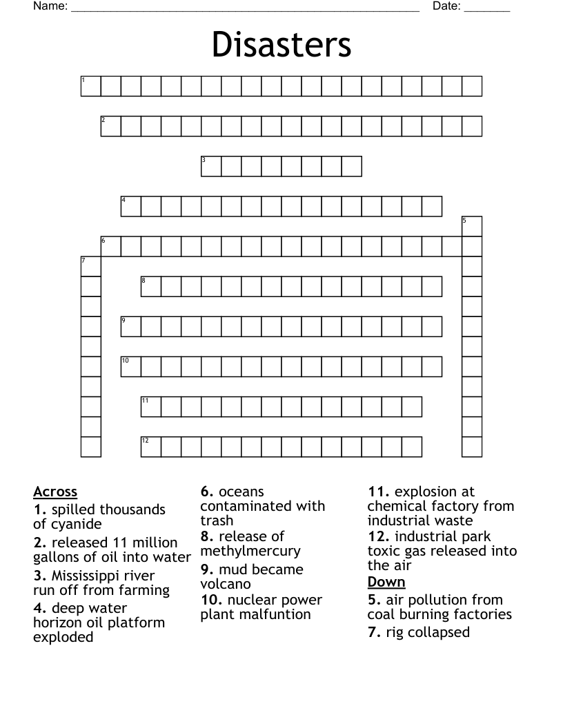 Disasters Crossword