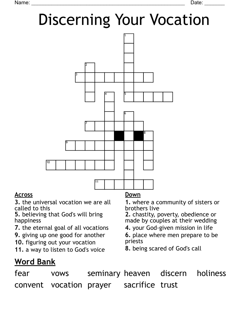 Discerning Your Vocation Crossword