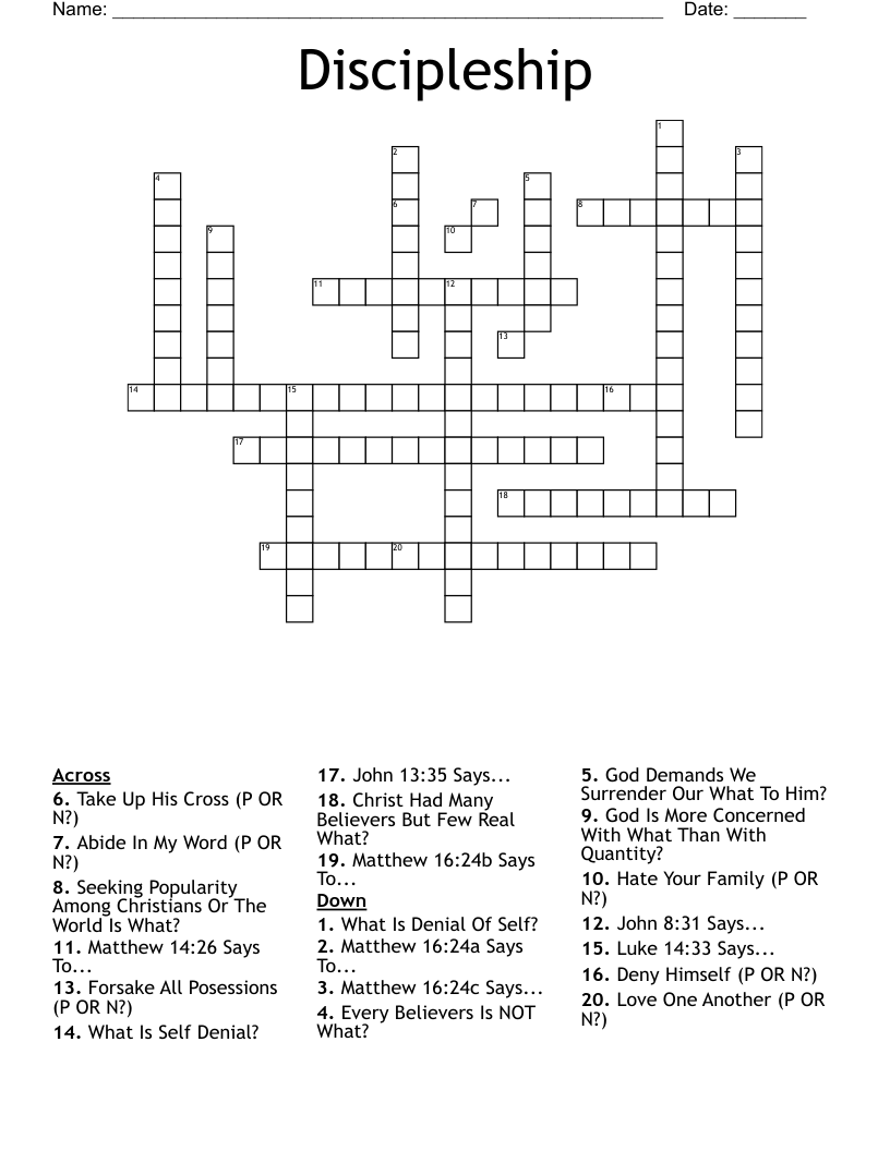 Discipleship Crossword
