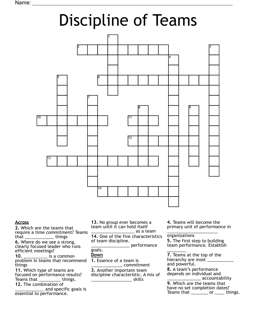 Discipline of Teams  Crossword