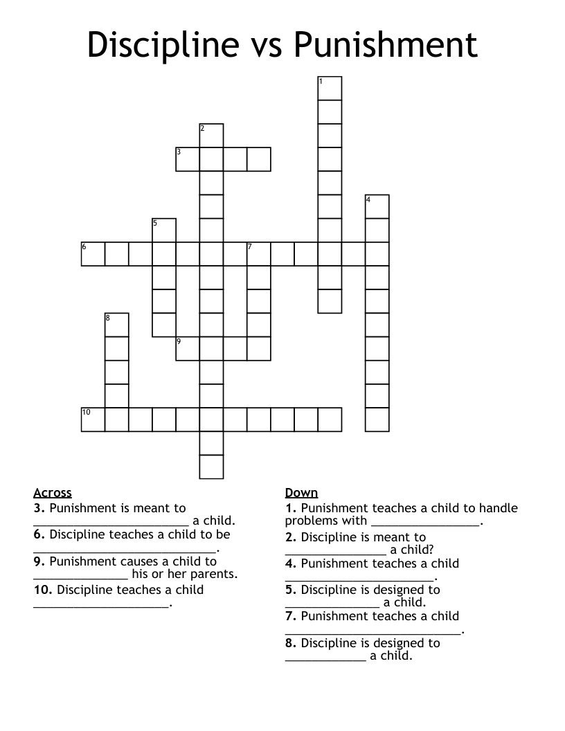Discipline vs Punishment Crossword