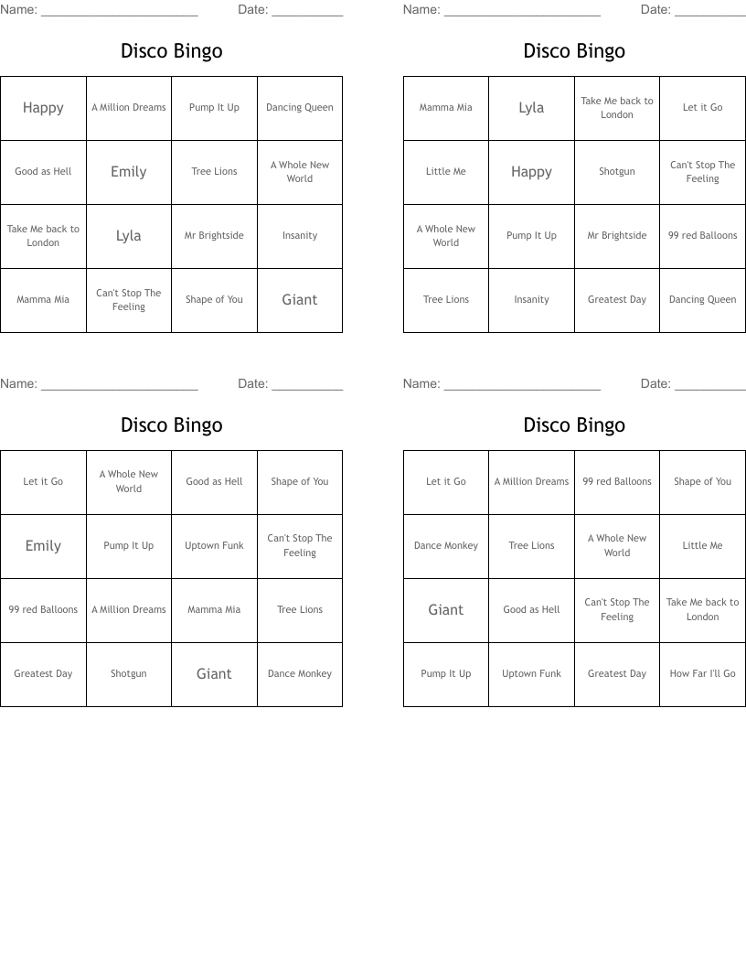 Disco Bingo 