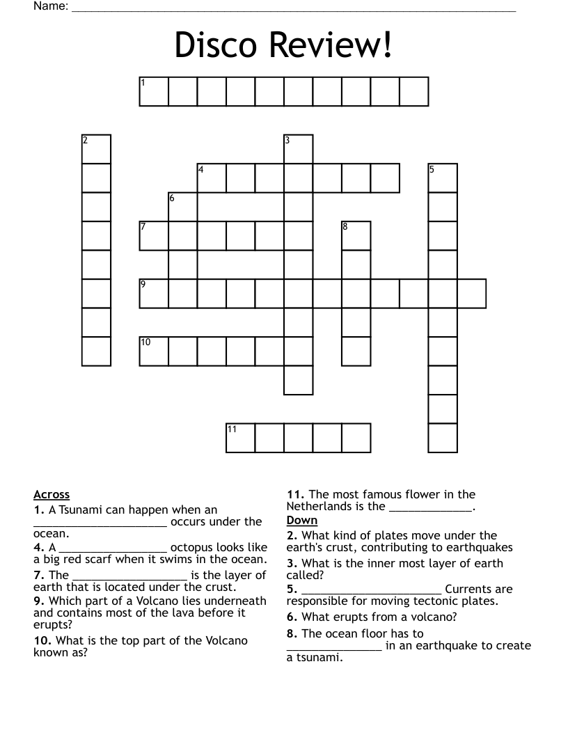 Disco Review! Crossword