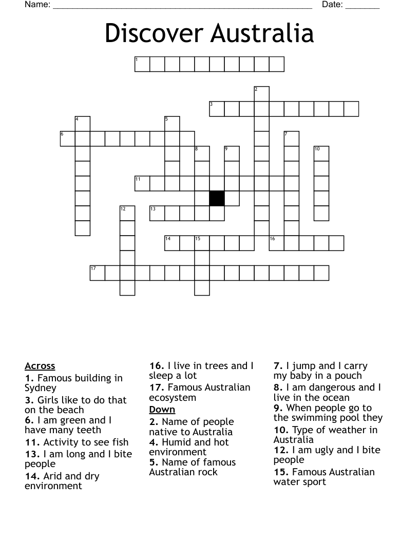 Discover Australia  Crossword