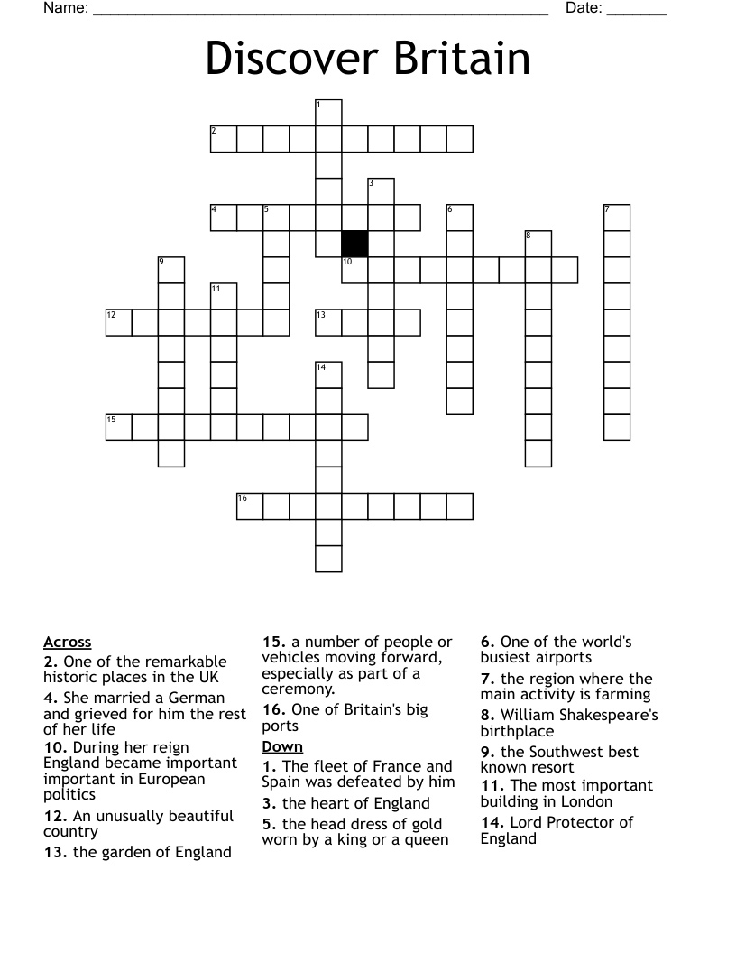 Discover Britain Crossword