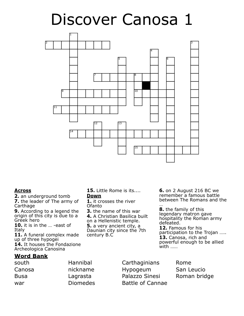 Discover Canosa 1 Crossword