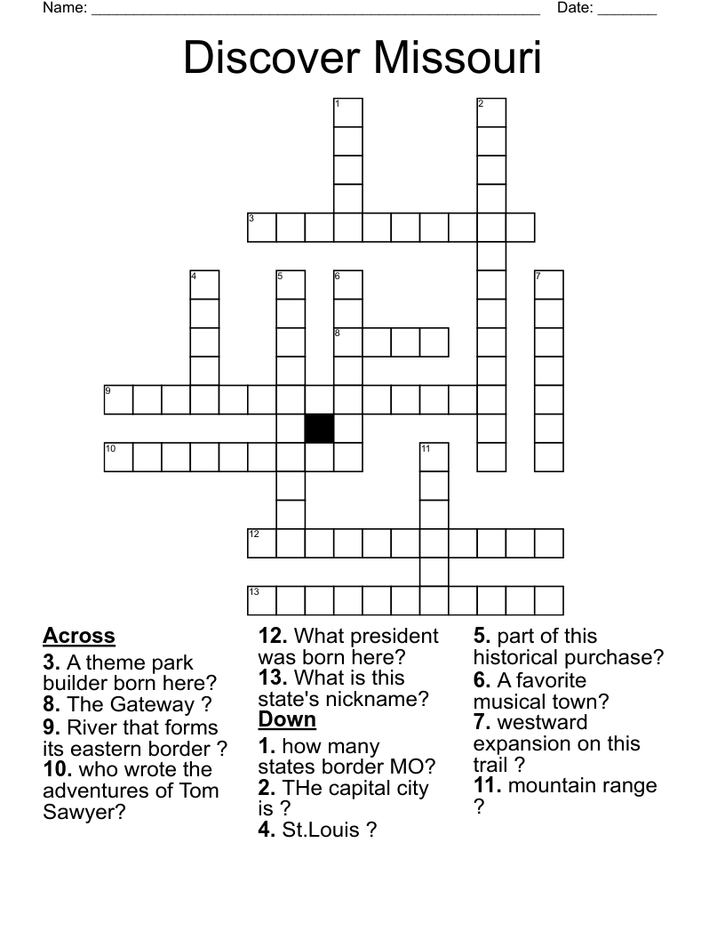 Discover Missouri  Crossword