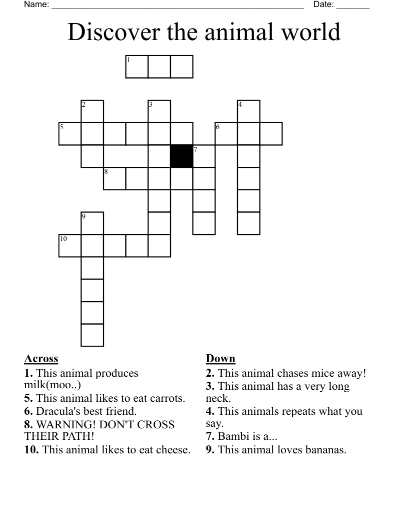 Discover the animal world Crossword