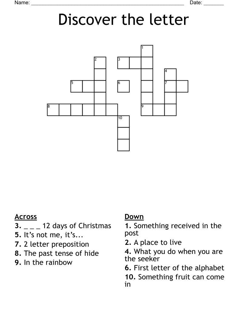 Discover the letter Crossword