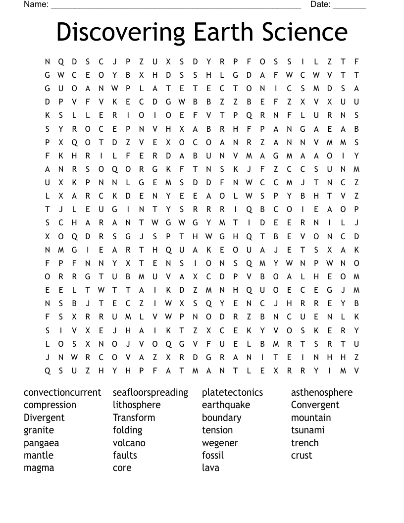 Discovering Earth Science Word Search