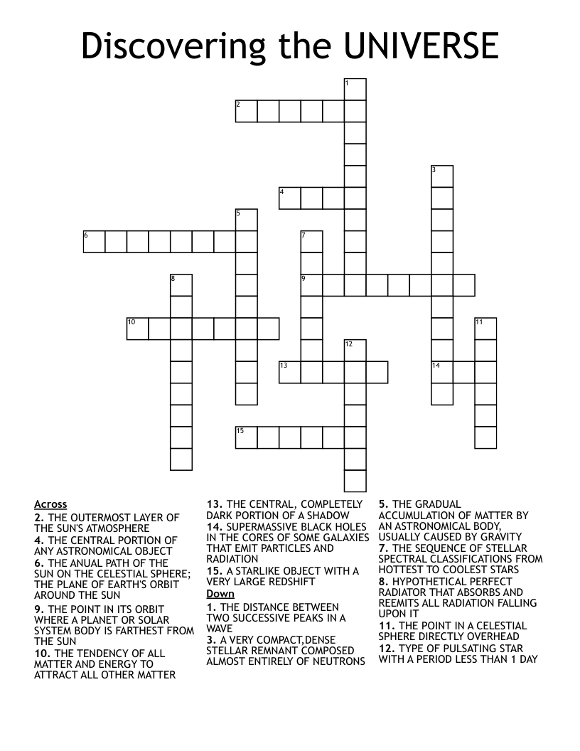 Discovering the UNIVERSE Crossword