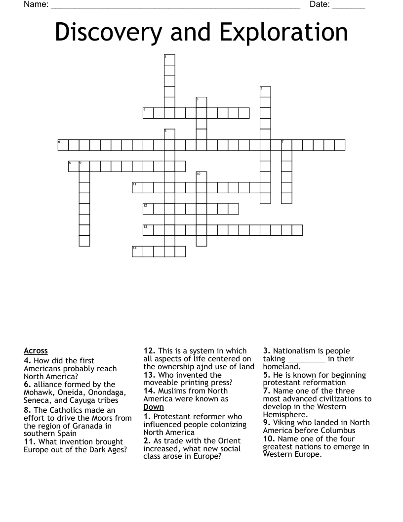 Discovery and Exploration Crossword