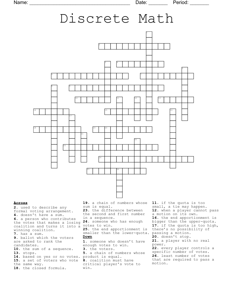 Discrete Math Crossword