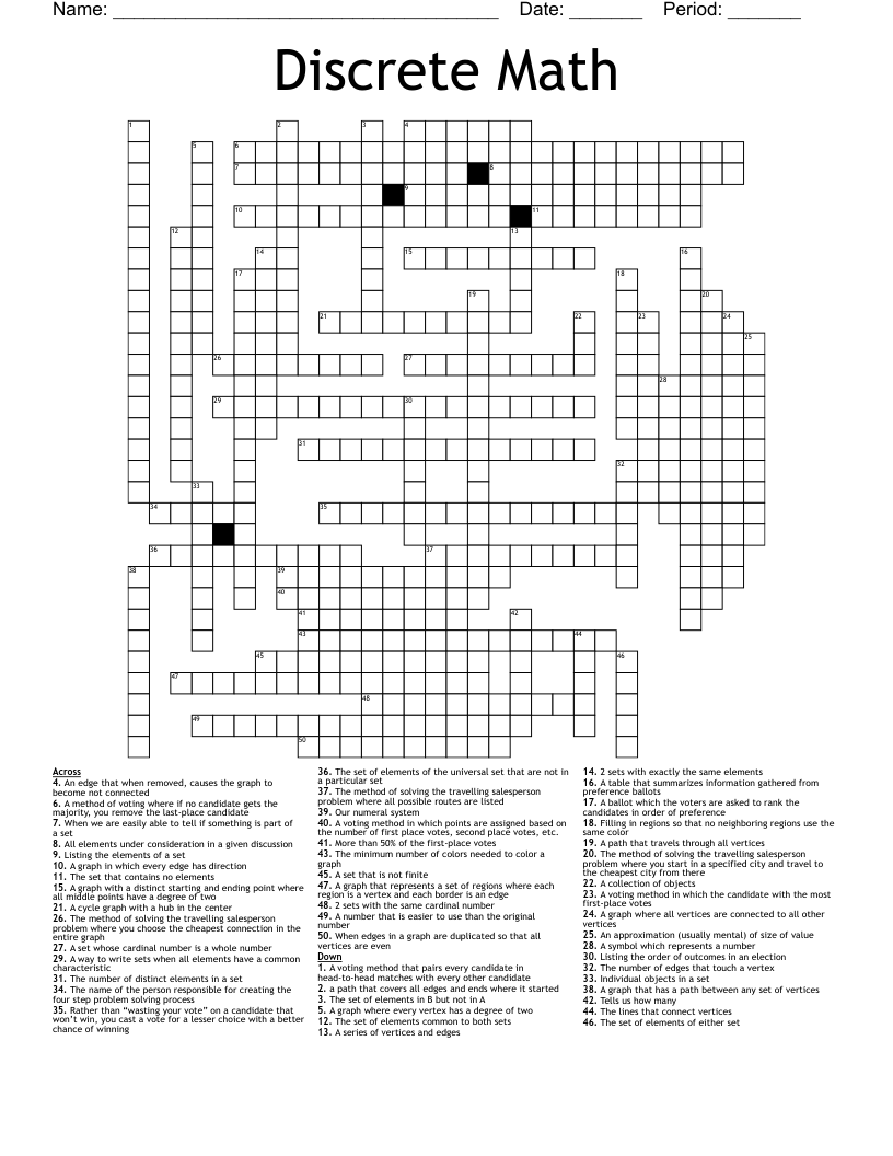 Discrete Math Crossword