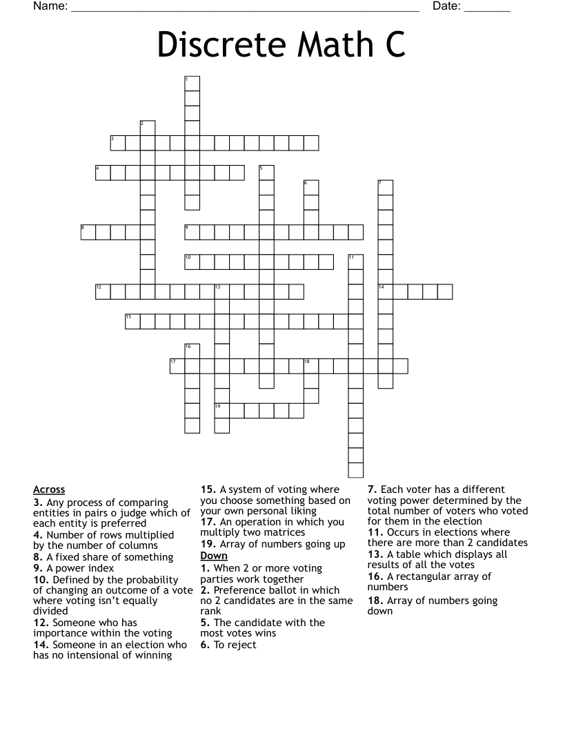 Discrete Math C Crossword