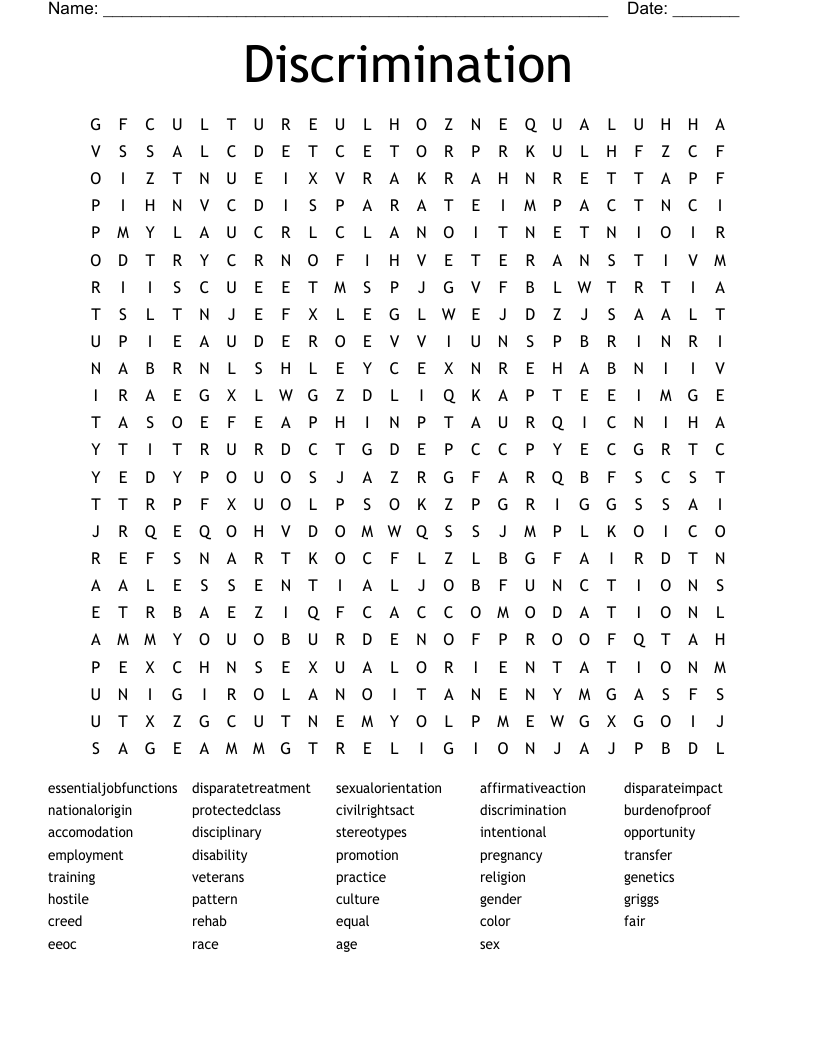 Discrimination Word Search