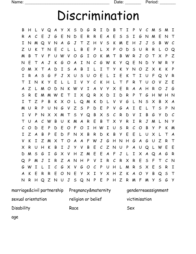 Discrimination Word Search