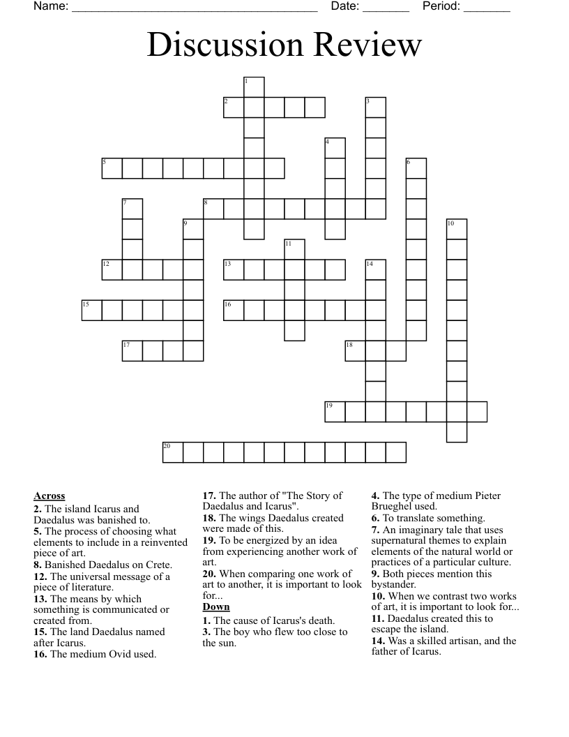 Discussion Review  Crossword