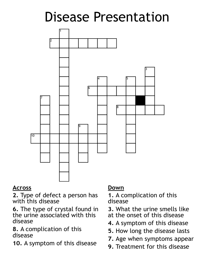 Disease Presentation Crossword