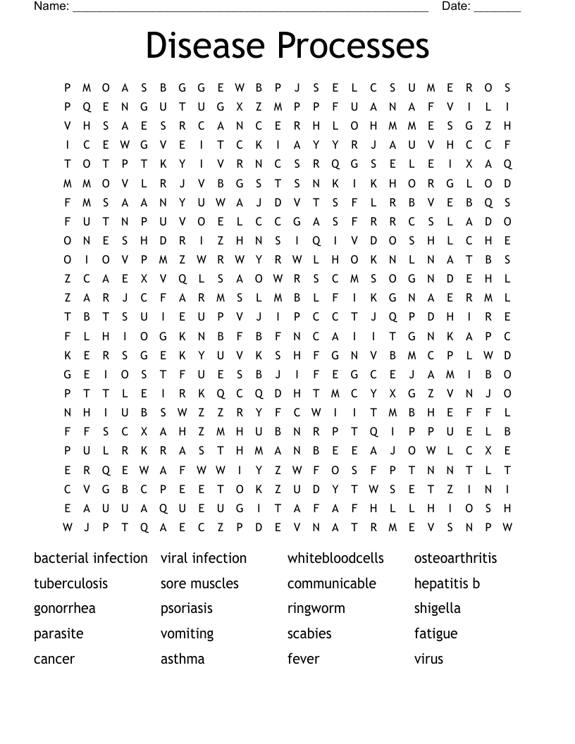Disease Processes  Word Search