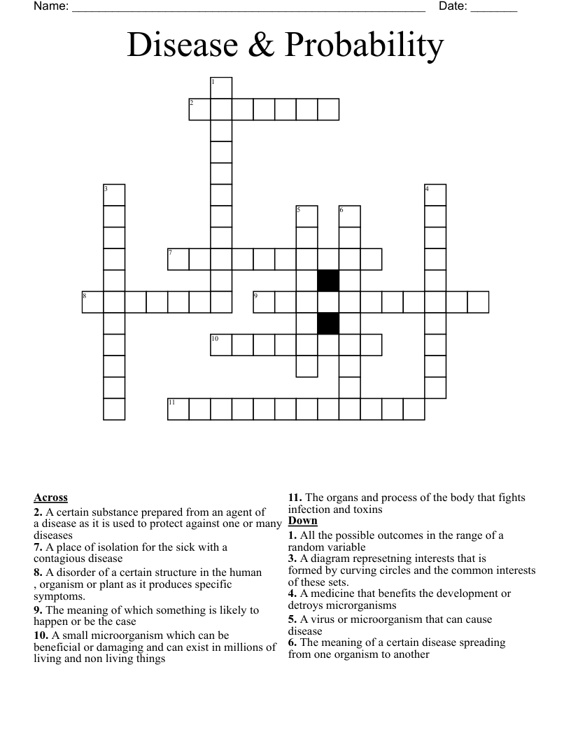 Disease & Probability  Crossword
