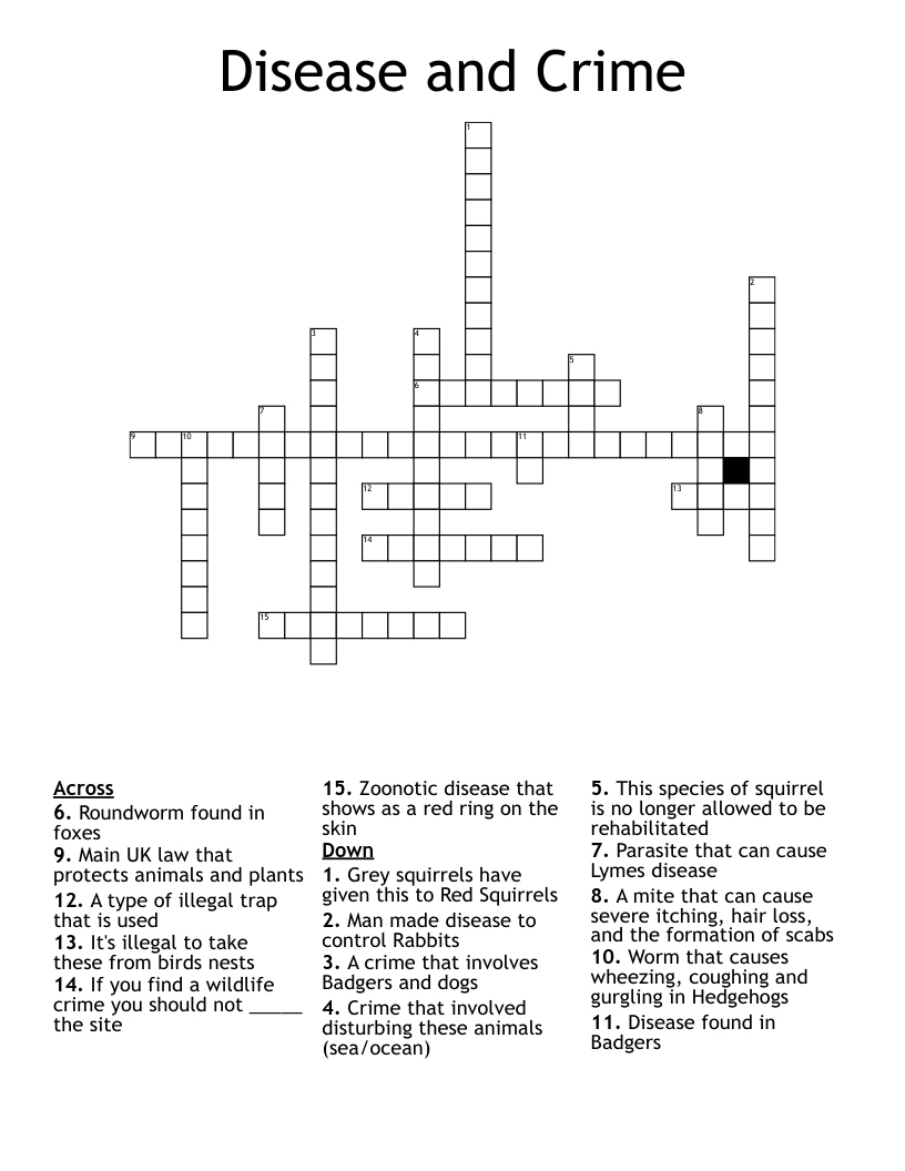 Disease and Crime Crossword
