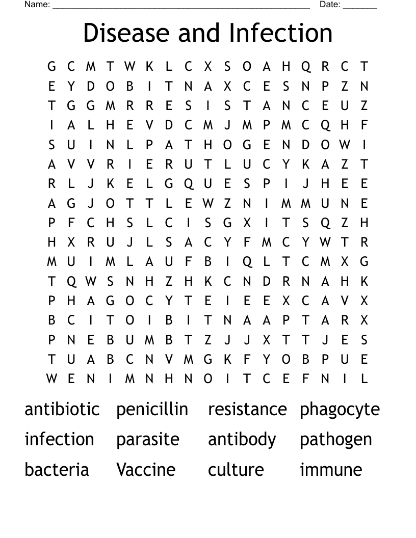 Disease and Infection Word Search