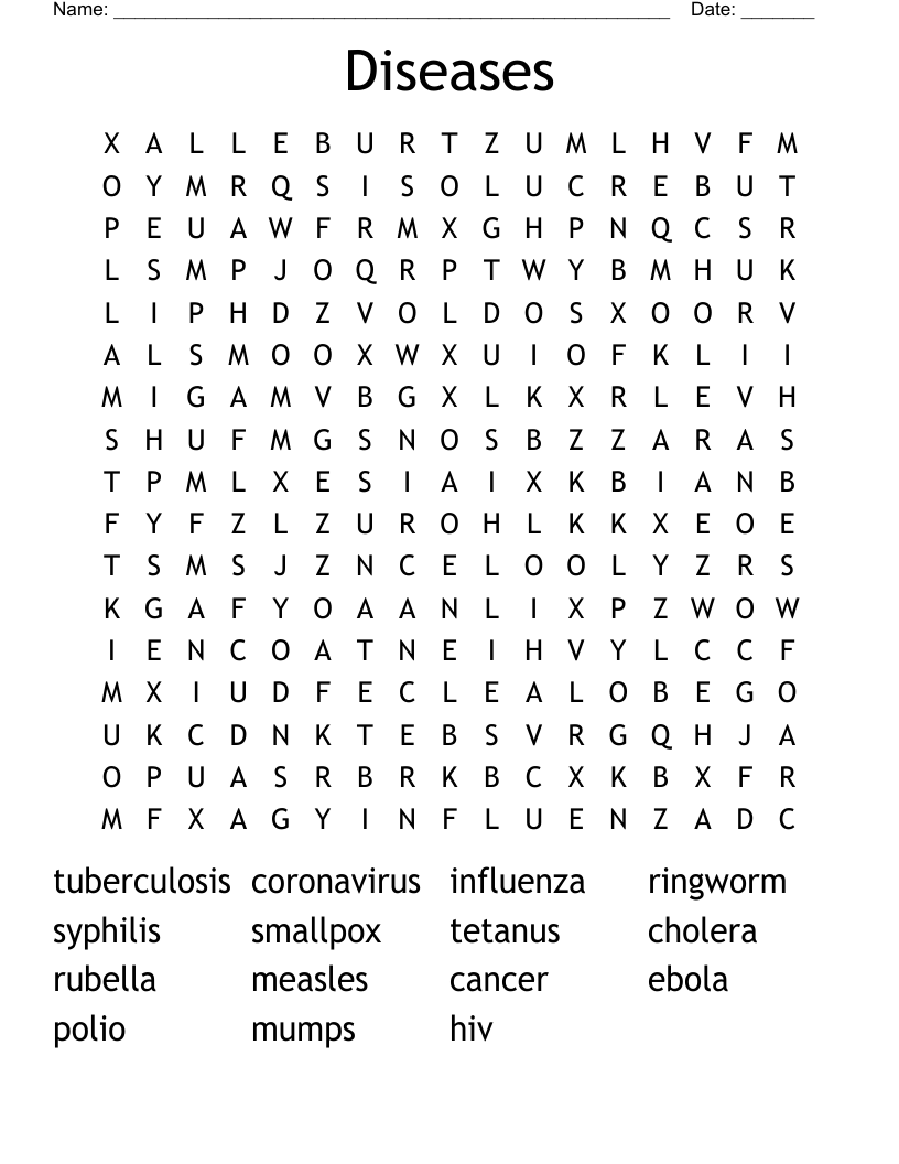 Diseases Word Search