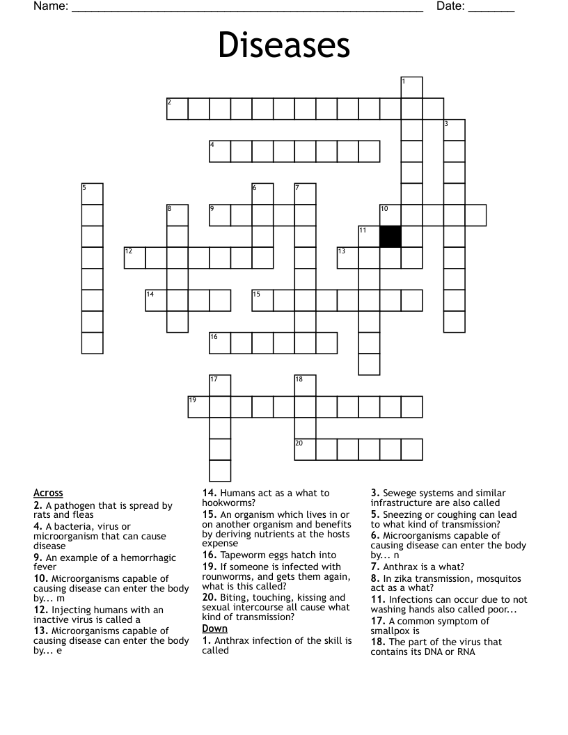 Diseases Crossword