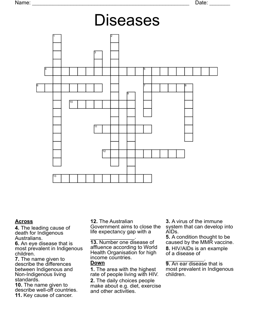 Diseases Crossword