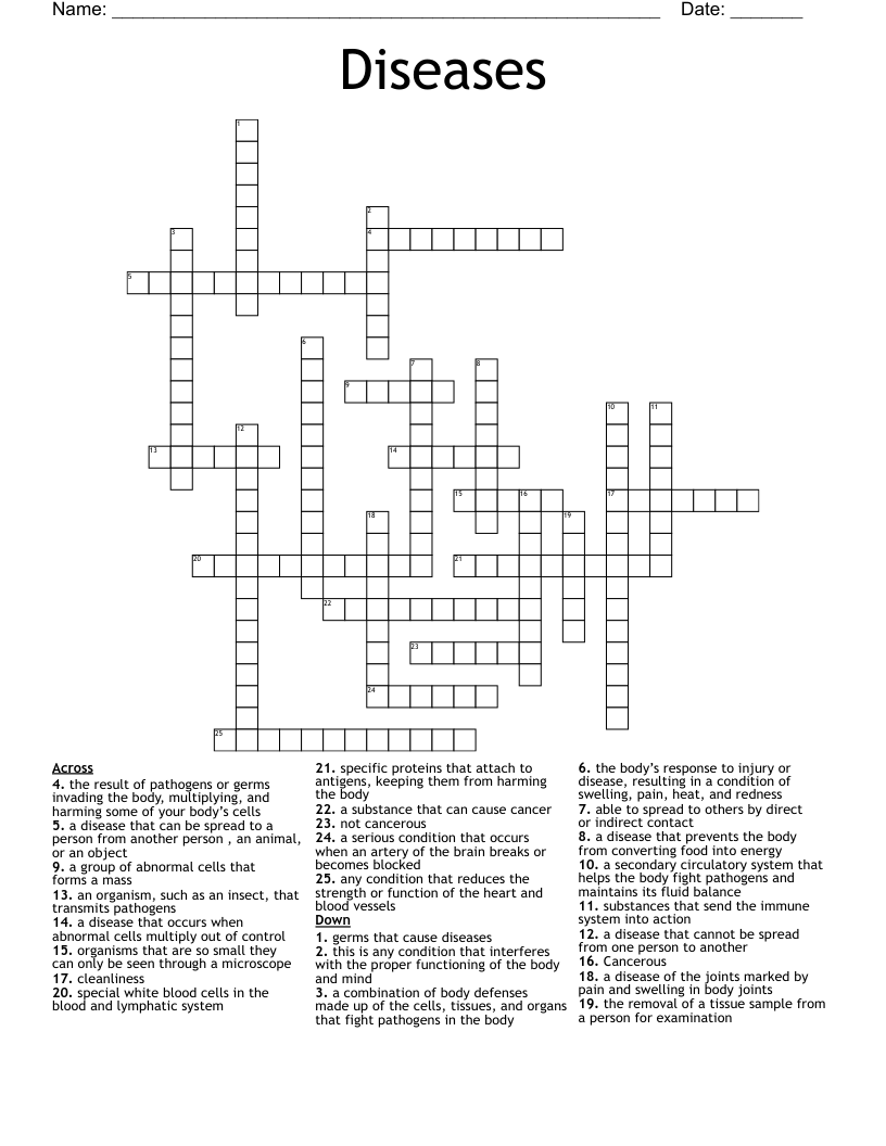 Diseases Crossword