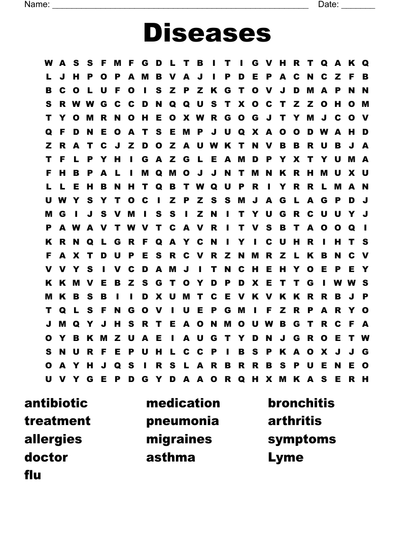 Diseases Word Search