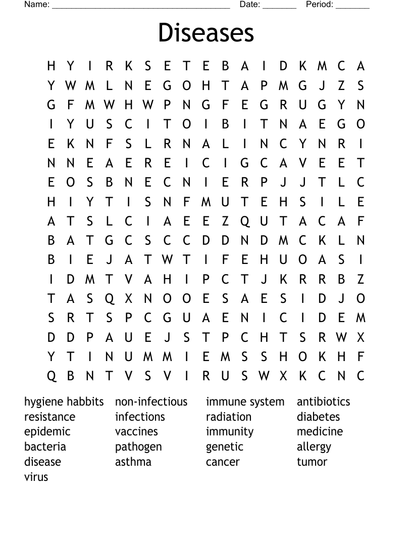 Diseases Word Search