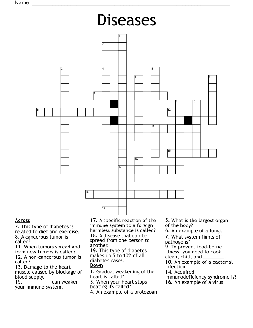 Diseases Crossword