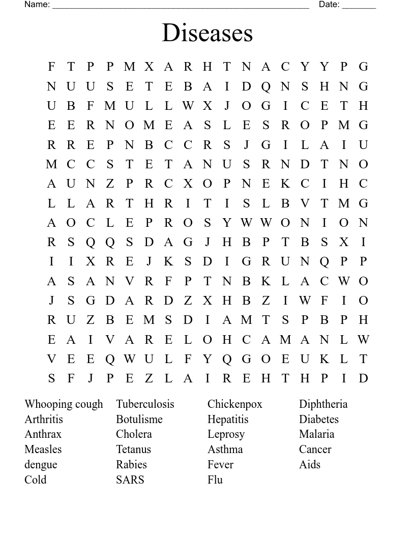 Diseases  Word Search
