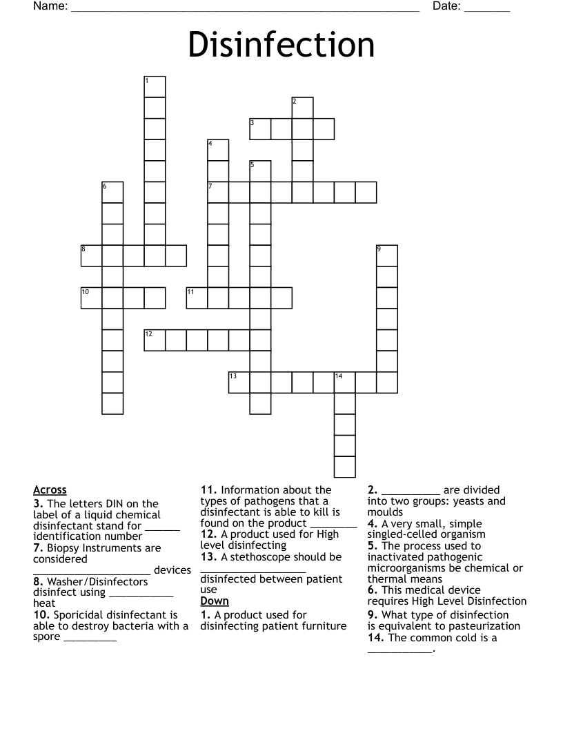 Disinfection Crossword