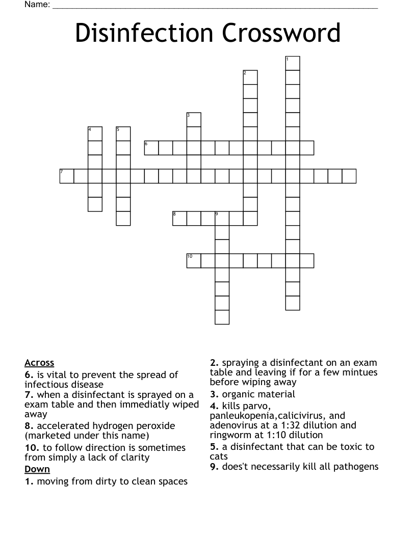 Disinfection Crossword